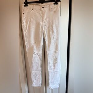 White Skinny Distressed Women's Jeans - Slim Fit